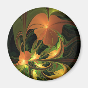 Fantasy Plant Abstrakt Grönt Rust Brown Fractal Magnet