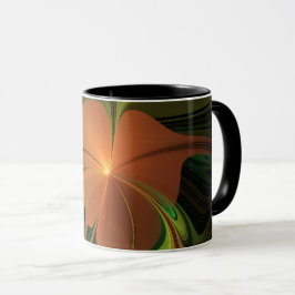 Fantasy Plant Abstrakt Grönt Rust Brown Fractal Mugg
