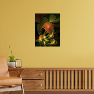 Fantasy Plant Abstrakt Grönt Rust Brown Fractal Poster