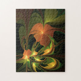 Fantasy Plant Abstrakt Grönt Rust Brown Fractal Pussel