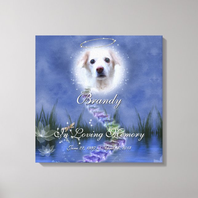 Fantasy Pond Add Your Pet Photo Memorial Canvastryck (Framsida)