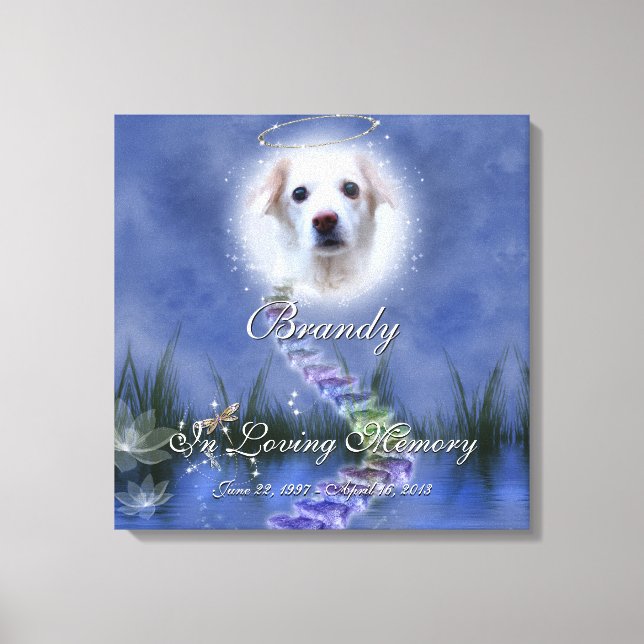 Fantasy Pond Add Your Pet Photo Memorial Canvastryck (Framsida)