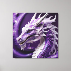 Fantasy Porträtt i Lila & White Dragon Canvastryck