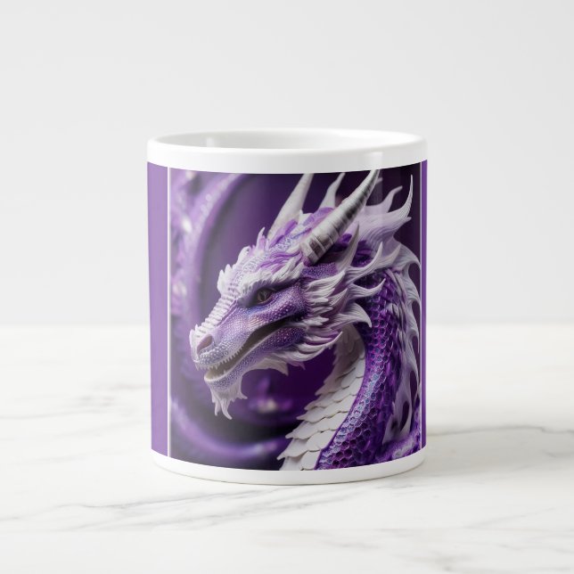 Fantasy Porträtt i Lila & White Dragon Jumbo Mugg (Framsidan)