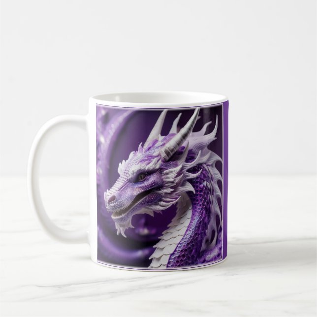 Fantasy Porträtt i Lila & White Dragon Kaffemugg (Vänster)