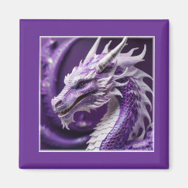 Fantasy Porträtt i Lila & White Dragon Magnet