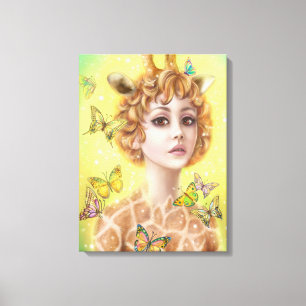 Fantasy porträtt, kvinna giraffe canvastryck