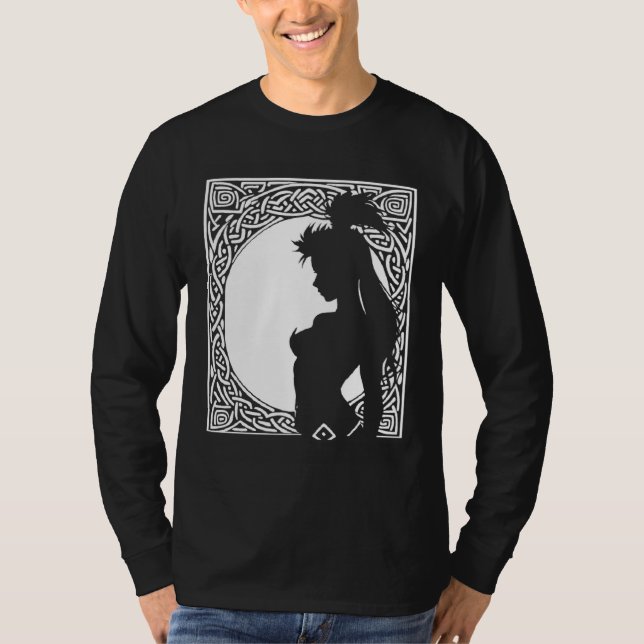 Fantasy Post Punk Celtic Tribal Batcave Girl Gothi T Shirt (Framsida)