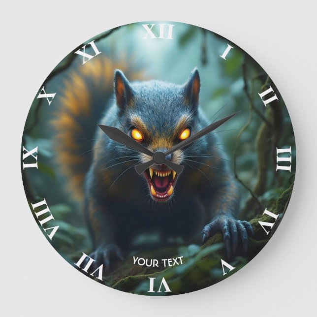 Fantasy Prehistorisk Arg Squirrel Stor Klocka (Framsida)