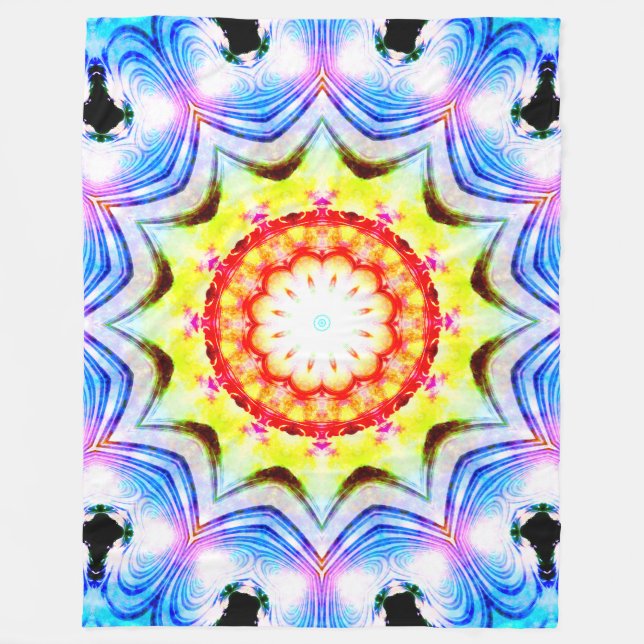 Fantasy Priest Mage Magic Vibrant Mandela Fleecefilt (Framsidan)