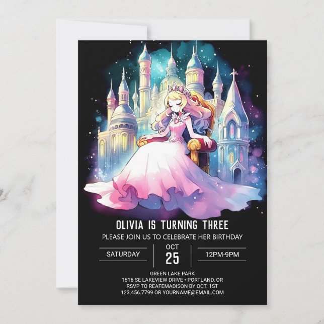 Fantasy Princess Birthday Inbjudningar (Framsida)
