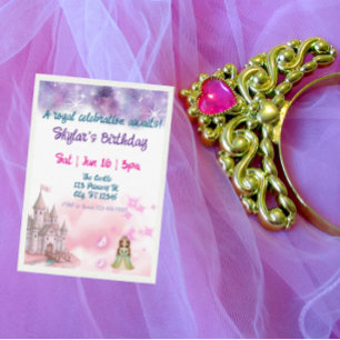 Fantasy Princess Castle Birthday Inbjudningar