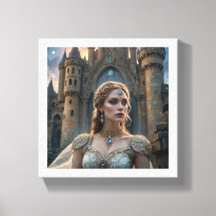 Fantasy Princess med Blue Gem Necklace i Castle Canvastryck