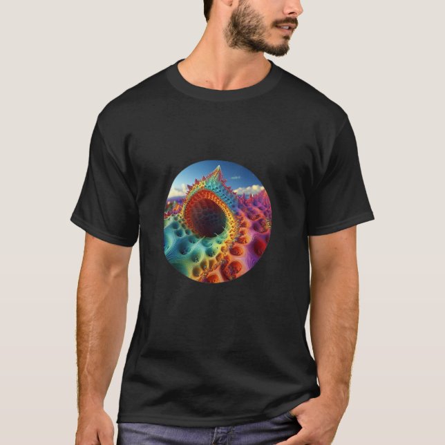 Fantasy Psychedelic Snakehole på en ödslig planet T Shirt (Framsida)