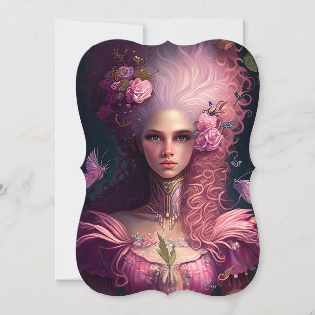 Fantasy Queen Rococo Dam-plattkort (Framsida)