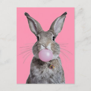 Fantasy Rabbit Chewing Bubble Gum Vykort