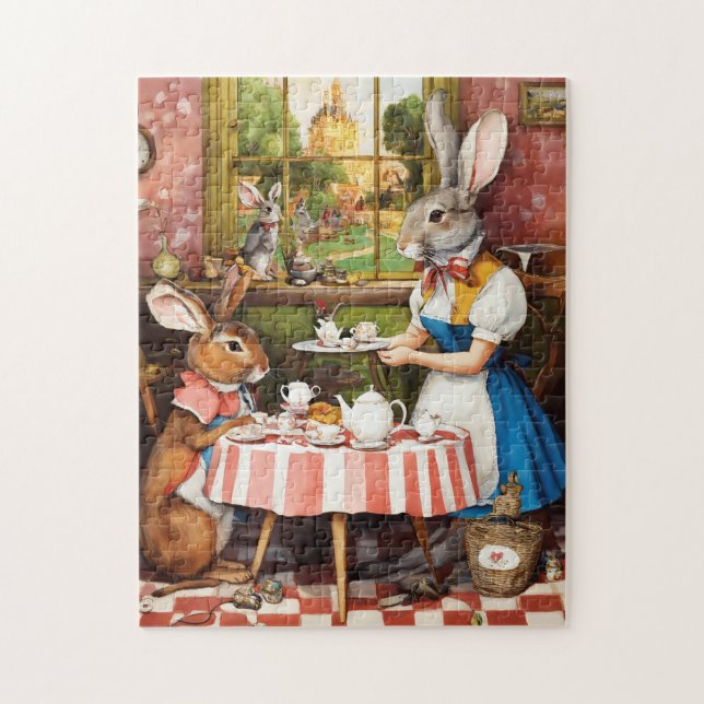Fantasy Rabbit Tea Party Animal Pussel (Vertikal)