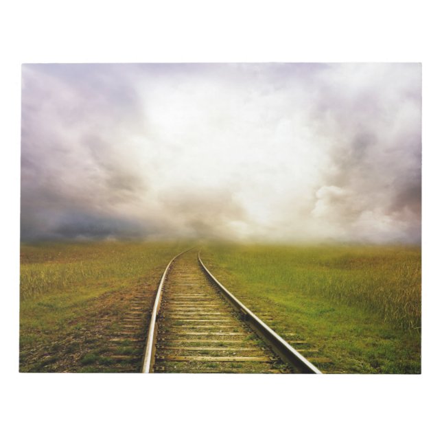 Fantasy Rail Tracks in a Fall Dawn Meadow Anteckningsblock (Framsida)