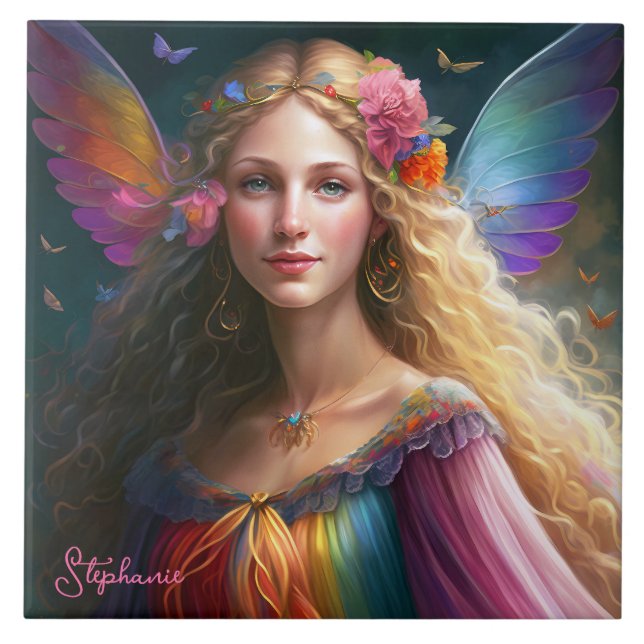 Fantasy Rainbow Fairy Princess Kakelplatta (Framsidan)