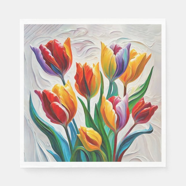 Fantasy Rainbow Tulip Bouquet Pappersservett (Framsidan)