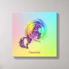 Fantasy Rainbow Unicorn Personlig Canvastryck