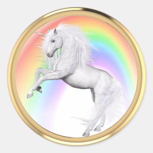 Fantasy Rainbow Unicorn Runt Klistermärke