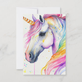 Fantasy Rainbow Watercolor unicorn Tack Kort