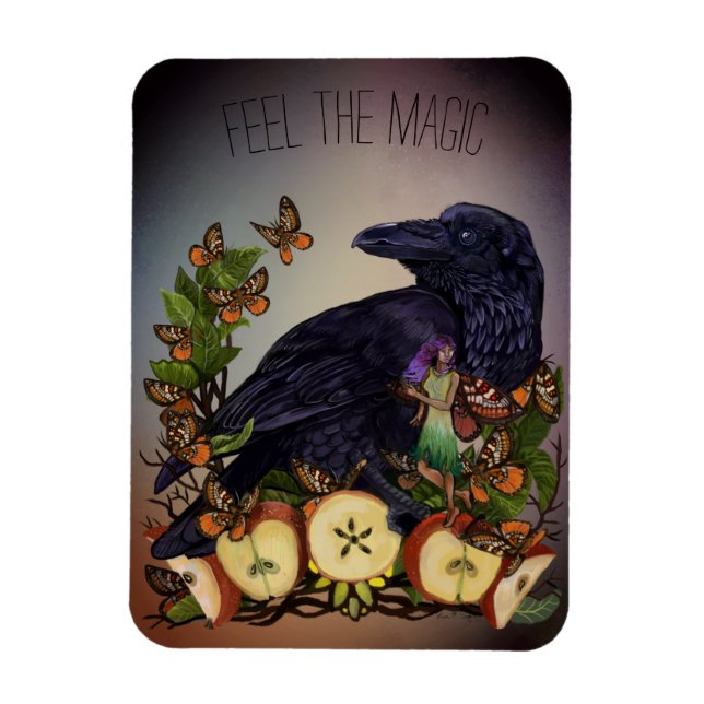 Fantasy Raven Fe Art Postcard Magnet (Vertikal)
