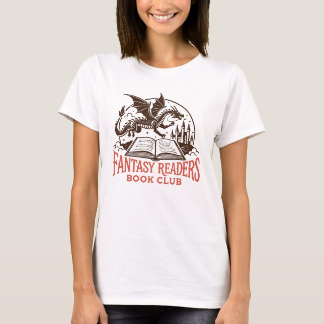 Fantasy readers bokklubb drake och bok t shirt (Framsida)