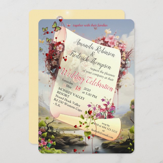 Fantasy Realms of Magic Scenery-design Inbjudningar (Fram/baksida)