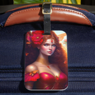 Fantasy Red Fairy Red Flowers Bagagebricka