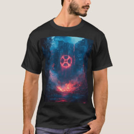 Fantasy Red Radioactive Symbol Digital Art T Shirt