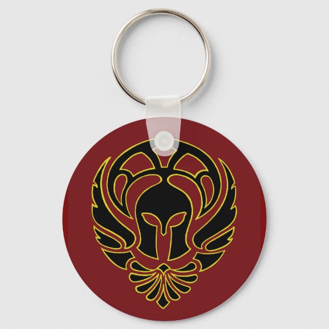 Fantasy Red Spartan Greece Warrior Keychain Nyckelring (Framsida)