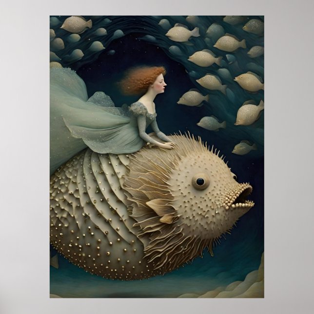 Fantasy Ride on a Pufferfish Poster (Framsidan)