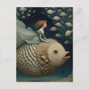Fantasy Ride on a Pufferfish Vykort