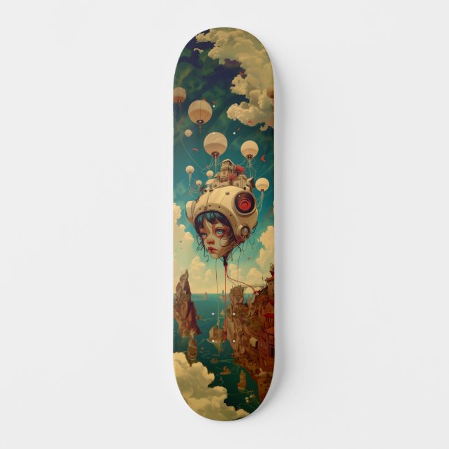 Fantasy robot ship wall art skateboard (Framsida)
