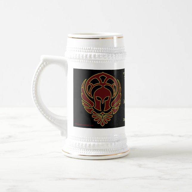 Fantasy röd grekisk krigare spartansk stein sejdel (Vänster)