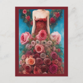 Fantasy Röd ros Bröllop Dress Goth Bride Postcar Vykort