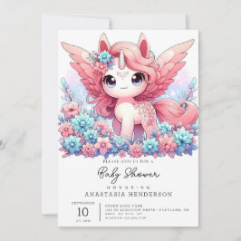Fantasy Roligt Unicorn Baby Shower Inbjudningar
