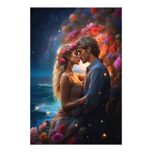 *~* Fantasy Romantic AP51 Moonlight Sea Fototryck (Framsidan)