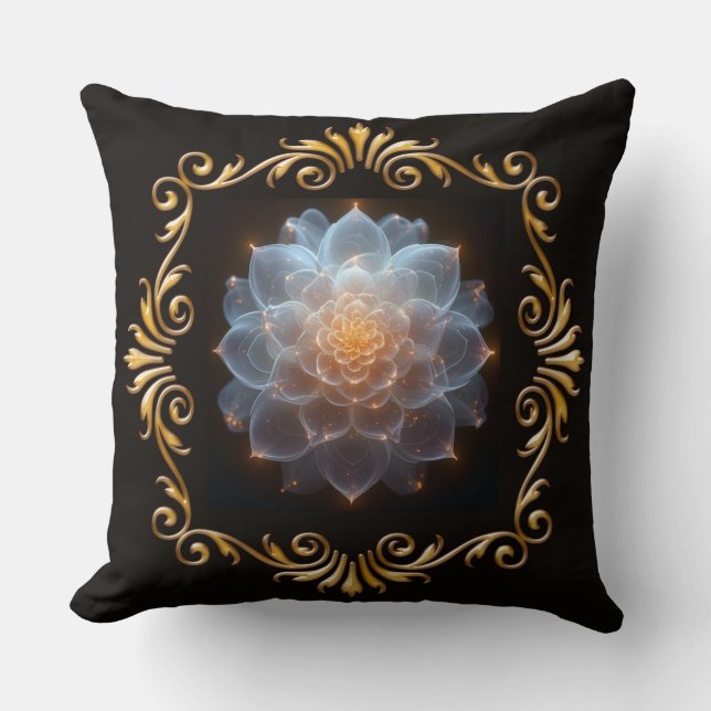 Fantasy Romantic Flower och Guld Ram Kudde (Framsida)