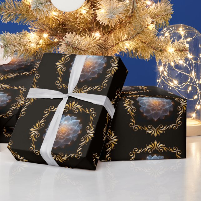 Fantasy Romantic Flower och Guld Ram Presentpapper (Helgdagar)