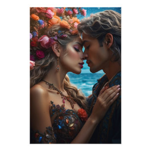 *~* Fantasy Romantik AP51 Flower Couple Fototryck