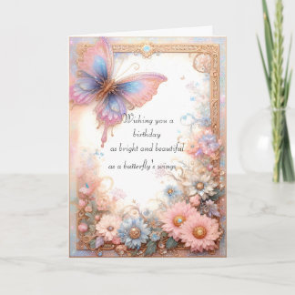 Fantasy Rosa Butterfly Card Kort