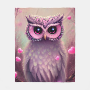 Fantasy Rosa Fluffy Kawaii Uggla Fleecefilt