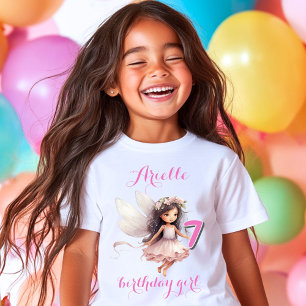 Fantasy Rosa Vattenfärg Älva födelsedag T Shirt