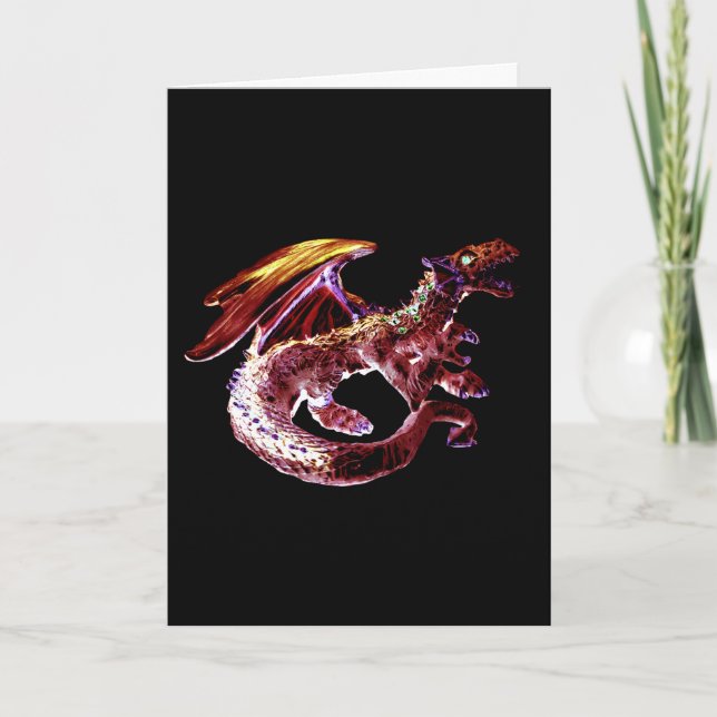 Fantasy Ruby Röd Drak Kort Anpassningsbar (Framsida)