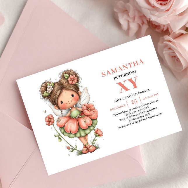 Fantasy Sagoflicka Födelsedag Rosa Pastell Inbjuda Inbjudningar (Fantasy Fairy Girl Birthday Pink Pastel invitation)
