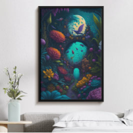 Fantasy-sagoträdgård, vackert trendig poster