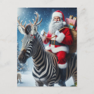 Fantasy Santa och Zebra med Antlers Vykort